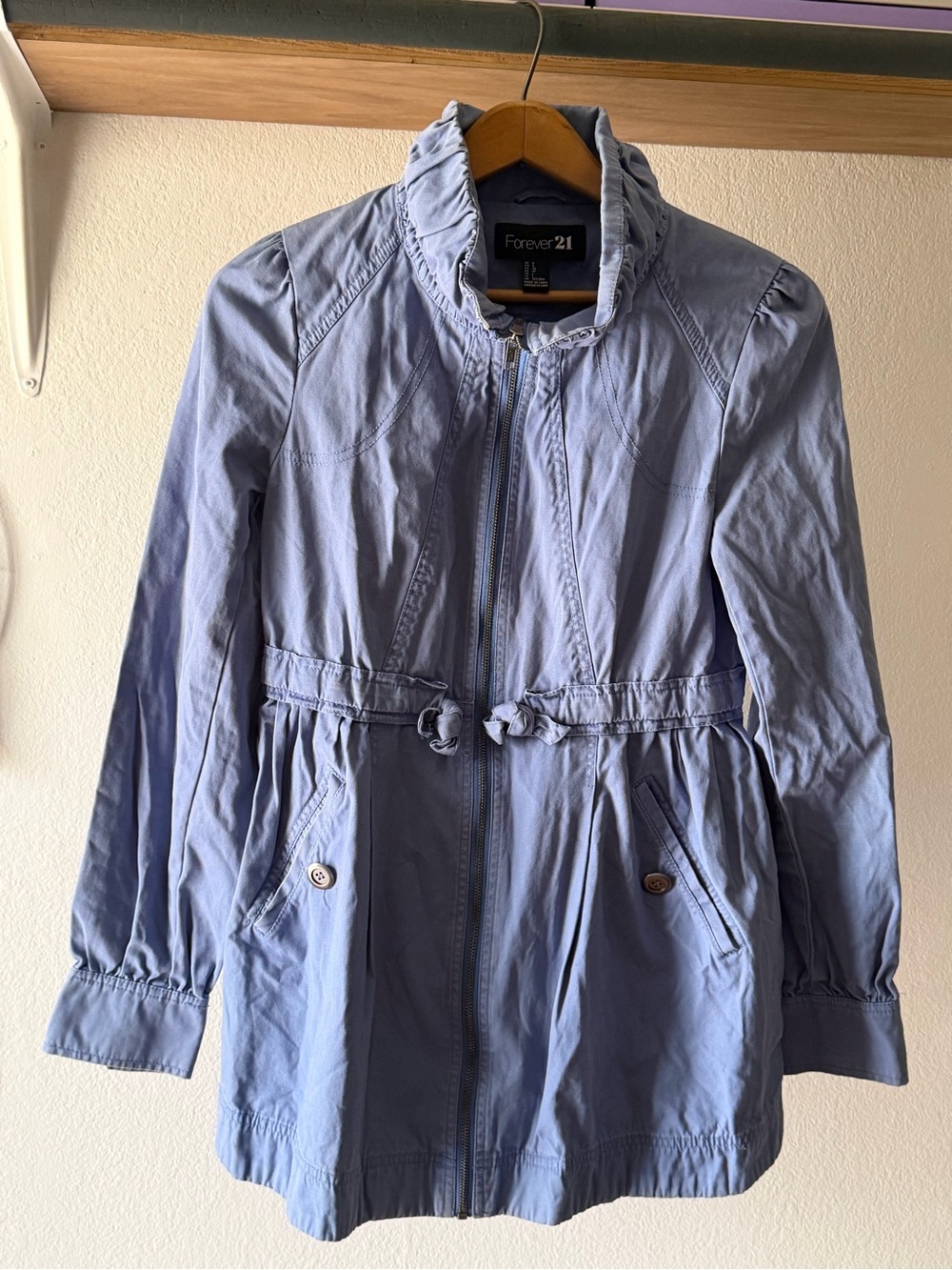 Forever 21 Powder Blue Drawstring Waist Utility Jacket